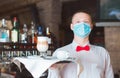 the waiter works in a restaurant Royalty Free Stock Photo