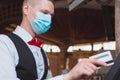 the waiter works in a restaurant Royalty Free Stock Photo