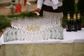 Waiters poured champagne