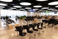 Waiting area in Copenhagen Airport with chairs of the famous architect Arne Jacobsen