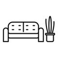 Waiting area sofa icon outline vector. Wait room