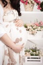 Waiting for baby-girl, mammy`s belly Royalty Free Stock Photo