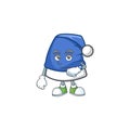 Waiting blue christmas hat on cartoon mascot style design