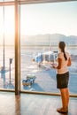 Waiting for boarding the plane Royalty Free Stock Photo