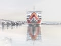 Waiting for the Boat to Get in to the Dock, a very Foggy and Cold Winter Day.