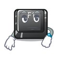 Waiting cartoon f1 button installed on keyboard Royalty Free Stock Photo