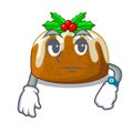 Waiting christmas pudding isolated on the mascot Royalty Free Stock Photo