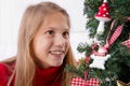 Waiting for the Christmas - young girl with christmas tree