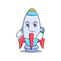 Waiting cute rocket character cartoon