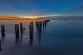 Sunset at Naples Old Pilings - 96 seconds exposure Royalty Free Stock Photo