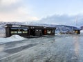 Waiting for Fjord1 Fylkesbaatane ferry in Vangsnes to Dragsvik, Norway Royalty Free Stock Photo