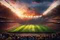 Waiting for a football match in large open air stadium Royalty Free Stock Photo