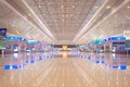 The waiting hall of the high-speed train at zhengzhou east station at midnight is resplendent but empty