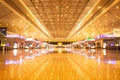 The waiting hall of the high-speed train at zhengzhou east station at midnight is resplendent but empty