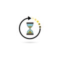 Waiting icon isolated with shadow. Wait time icon. Hourglass clock Royalty Free Stock Photo