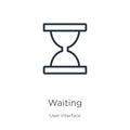 Waiting icon. Thin linear waiting outline icon isolated on white background from user interface collection. Line vector sign, Royalty Free Stock Photo