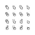 Waiting, loading icons set. Click icon. Pointing, hands, pressing, cursor arrows. Vector on isolated white background. EPS 10