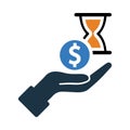 waiting, money, hand, care, money on hand icon