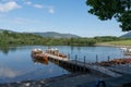 Keswick Jetty and Ferry Boats on Derwentwater in Lake District, England, UK