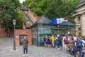 Waiting people near ticket office of Buda Castle Hill Funicular