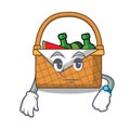 Waiting picnic basket mascot cartoon