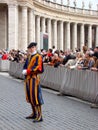 Waiting for the Pope, Swiss guard Royalty Free Stock Photo