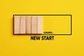 Waiting or preparing for a new start in business career or life. New start loading progress bar on yellow background Royalty Free Stock Photo