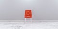 waiting room single red chair with white marble floor and white wall background 3d render illustration