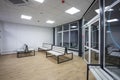 waiting room with wooden benches at a train station Royalty Free Stock Photo