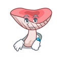 Waiting russule mushroom mascot cartoon