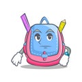 Waiting school bag character cartoon Royalty Free Stock Photo