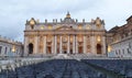 Waiting for a sermon. Chairs in the square in front of St. Peter`s Basilica in the Vatican.