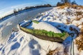 Waiting for Spring. Boat on the river.