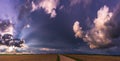 Rays of lights, dark clouds, heavy rain, bad weather