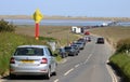 Waiting for tide to clear causeway to Lindisfarne Royalty Free Stock Photo