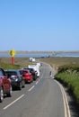 Waiting for tide to clear causeway to Lindisfarne Royalty Free Stock Photo