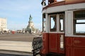 Waiting tram at Palace Square in Lisbon, Portugal Royalty Free Stock Photo