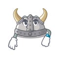 Waiting viking helmet in the a cartoon