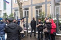 Waiting for the voting chance: Queue of the voters in front of the Russian consulate during the election of Russian president 2018