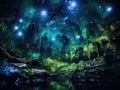 Ai Generated illustration Wildlife Concept of Waitomo Glowworm Caves New Zealand Royalty Free Stock Photo