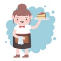 Waitress with cake and menu cartoon character