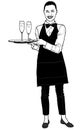 Waitress Carrying a Champagne