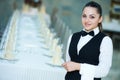 Waitress at catering service in restaurant