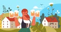 Waitress holding beer mugs Oktoberfest party celebration concept Royalty Free Stock Photo