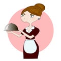 Waitress with a plate Royalty Free Stock Photo