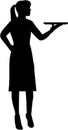 Waitress with plate silhouette Royalty Free Stock Photo