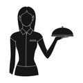 The waitress.Professions single icon in black style vector symbol stock illustration web.