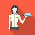 The waitress.Professions single icon in flat style vector symbol stock illustration web.