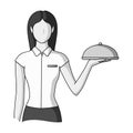 The waitress.Professions single icon in monochrome style vector symbol stock illustration web.