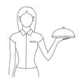 The waitress.Professions single icon in outline style vector symbol stock illustration web.